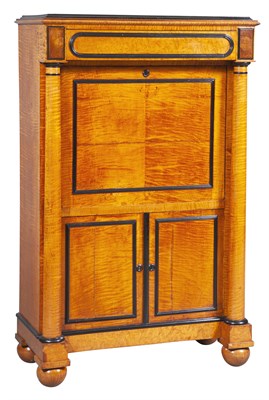 Lot 245 - Biedermeier Maple and Part-Ebonized Secretaire...