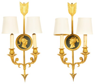 Lot 156 - Pair of Directoire Style Gilt-Metal Two-Light...