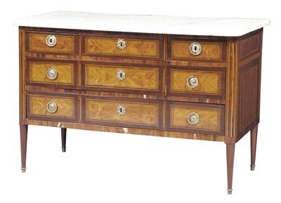 Lot 145 - Louis XVI Marble Top Parquetry Inlaid Commode...