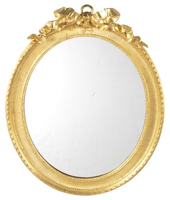 Lot 164 - Giltwood Mirror with Ribbon Crest Height 35...