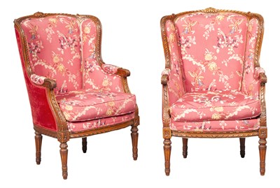 Lot 283 - Pair of Louis XVI Style Upholstered Stained...