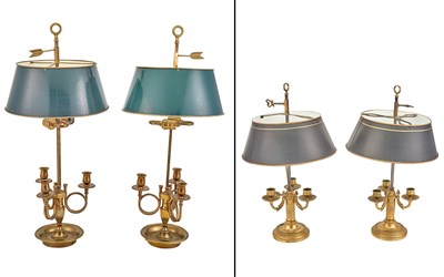 Lot 193 - Two Pairs of Gilt-Metal Bouillotte Lamps...