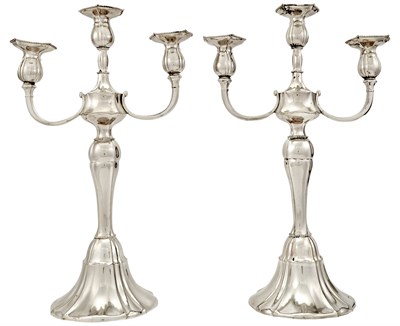 Lot 47 - Pair of Continental Silver Three-Light...