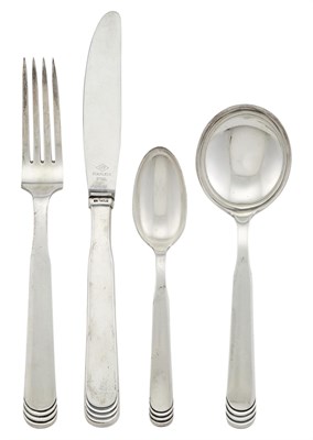Lot 112 - Danish Sterling Silver Ripple Pattern Flatware...