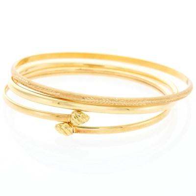 Lot 2315 - Three Gold Bangle Bracelets