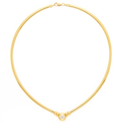 Lot 2323 - Gold and Diamond Omega Link Necklace