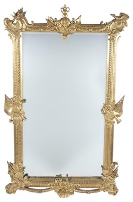 Lot 363 - Neoclassical Style Giltwood Mirror with Crown and Flag Crest