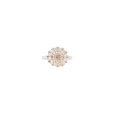 Lot 84 - Two-Color Gold, Fancy Brownish-Pink Diamond, Colored Diamond and Diamond Ring