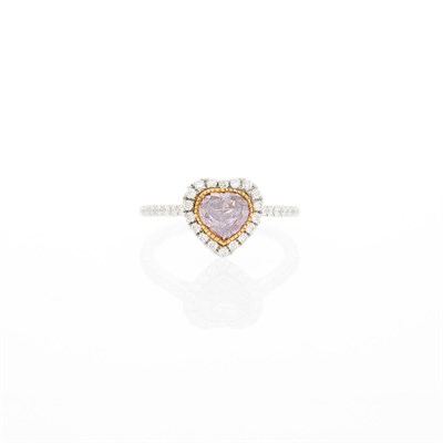Lot 2291 - Two-Color Gold, Colored Diamond and Diamond Ring