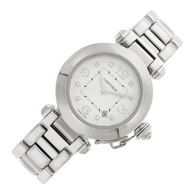 Lot 153 - Cartier White Gold 'Pasha' Wristwatch, Ref. 2398