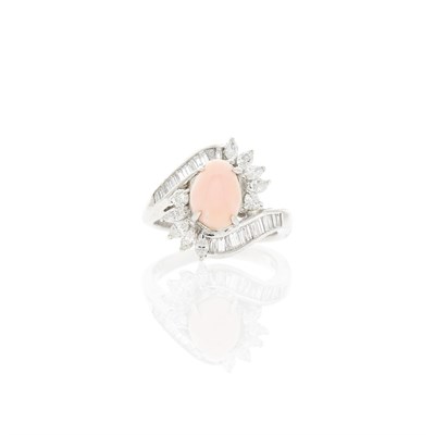 Lot 2161 - Platinum, Conch Pearl and Diamond Ring