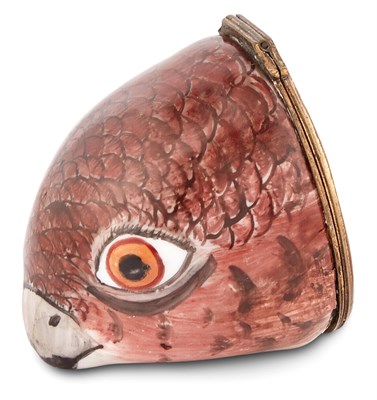 Lot 16 - English Enamel 'Hawks Head' Patch Box...