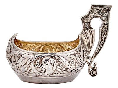 Lot 292 - Russian Silver Kovsh With spurious marks for...