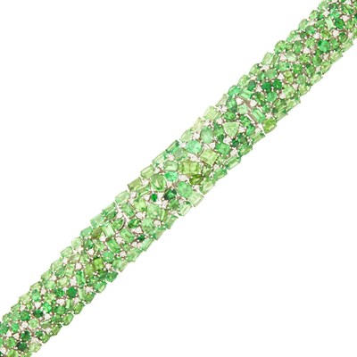 Lot 149 - White Gold, Tsavorite Garnet and Diamond Bracelet