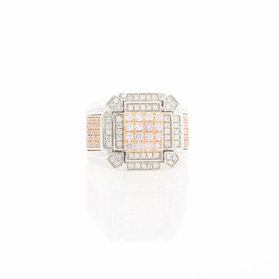 Lot 2198 - Two-Color Gold, Colored Diamond and Diamond Ring