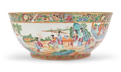 Lot 161 - Chinese Export Rose Medallion Porcelain Punch Bowl