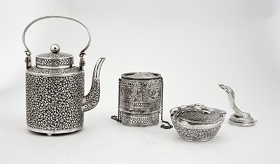 Lot 108 - Group of Asian Silver Table Articles 20th...