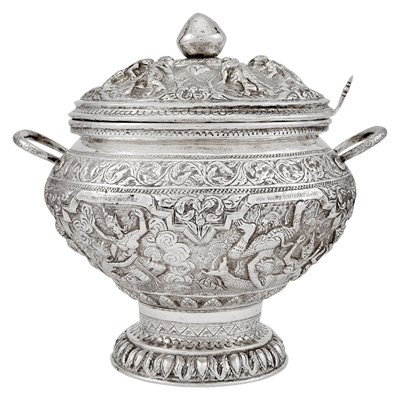 Lot 105 - Southeast Asian Silver Soup Tureen and Ladle...