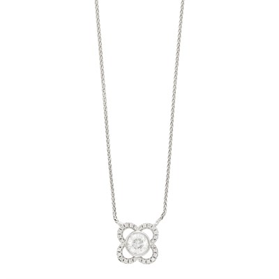 Lot 76 - White Gold and Diamond Pendant-Necklace