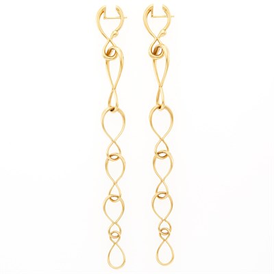 Lot 2006 - Antonini Pair of Gold Link Pendant-Earrings