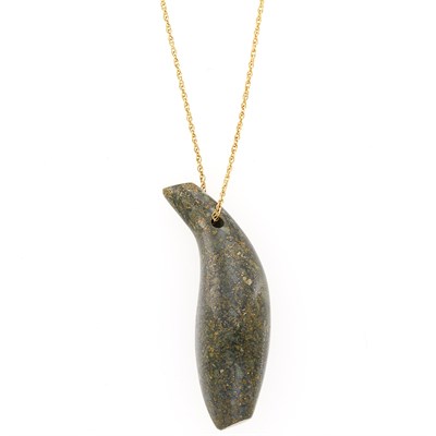 Lot 2017 - Tiffany & Co., Frank Gehry Gold and Lemurian Jade Fish Pendant with Chain Necklace