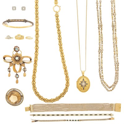 Lot 2318 - Group of Antique Gold and Low Karat Gold Jewelry and Fragments