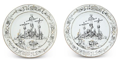 Lot 129 - Pair of Chinese Export Porcelain En Grisaille...