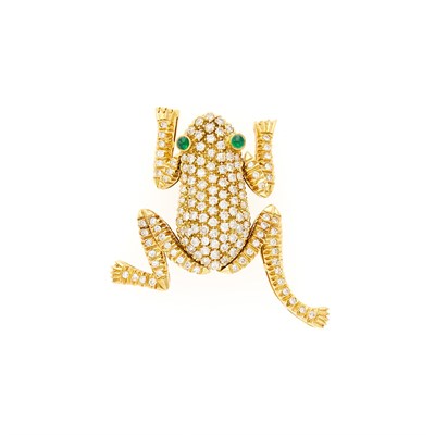 Lot 2252 - Gold and Diamond Frog Brooch