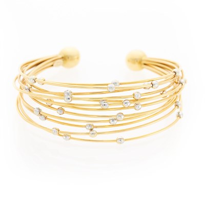 Lot 2005 - Two-Color Gold Wire Cuff Bangle Bracelet