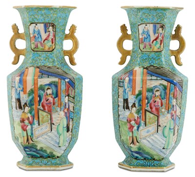 Lot 129 - Pair of Chinese Enameled Porcelain Vases Late...