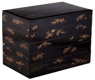 Lot 360 - Japanese Lacquer Five-Tiered Storage Box 19th...