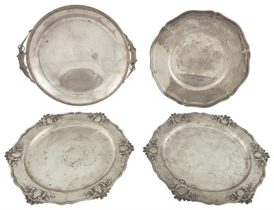 Lot 194 - Group of Four Silver Chargers and Trays...