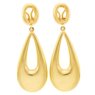 Lot 2027 - Pair of Gold Pendant-Earclips