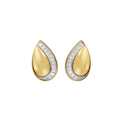 Lot 38 - Hemmerle Pair of Gold, Platinum and Diamond Earrings