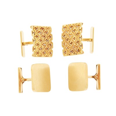 Lot 2062 - Two Pairs of Gold Cufflinks