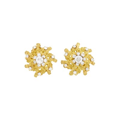 Lot 54 - Pair of Gold and Diamond Earclips