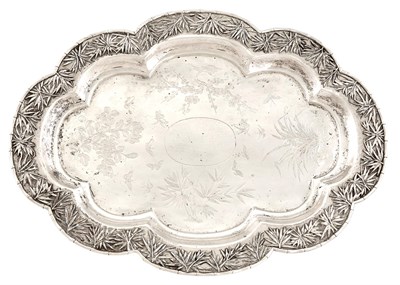 Lot 120 - Chinese Export Silver Salver Shaped oval with...