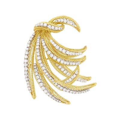 Lot 56 - Two-Color Gold and Diamond Spray Clip-Brooch