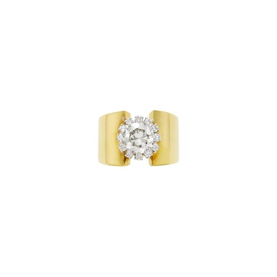 Lot 4 - Wide Gold, Platinum and Diamond Band Ring