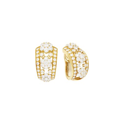 Lot 63 - Van Cleef & Arpels Pair of Gold and Diamond 'Snowflake' Earclips