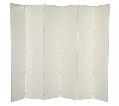 Lot 243 - White Painted Wood Six-Panel Folding Screen...