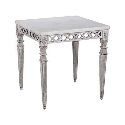 Lot 246 - Louis XVI Style Marble Top White Painted and...