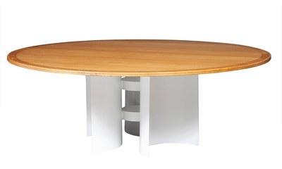 Lot 249 - Modern Wood and Metal Dining Table Height 30...