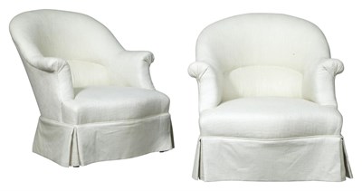 Lot 253 - Pair of Linen Upholstered Club Chairs Height...