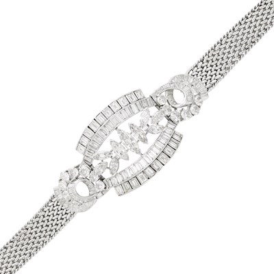 Lot 158 - Platinum, White Gold and Diamond Bracelet