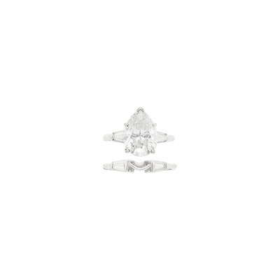 Lot 131 - Platinum and Diamond Ring and Guard Ring