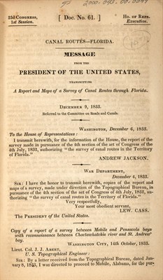 Lot 106 - [FLORIDA-CANAL ROUTES] Message from the...