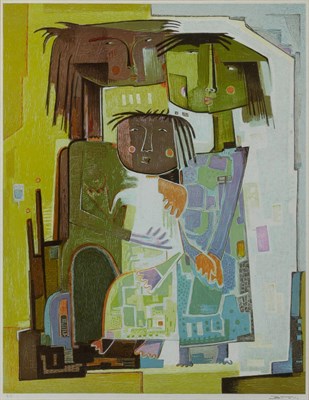 Lot 87 - Angel Botello (1913-1986) LA FAMILIA Color...