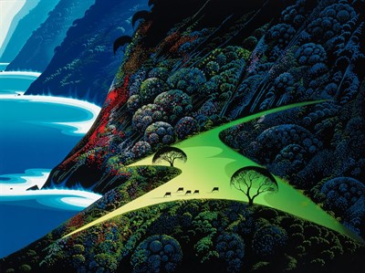 Lot 94 - Eyvind Earle (1916-2000) SEASIDE PASTURE...