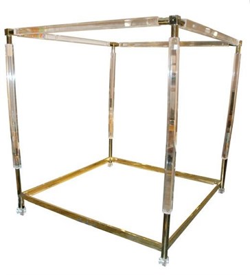 Lot 133 - Jeffrey Bigelow Acrylic and Brass Four-Poster King Bed